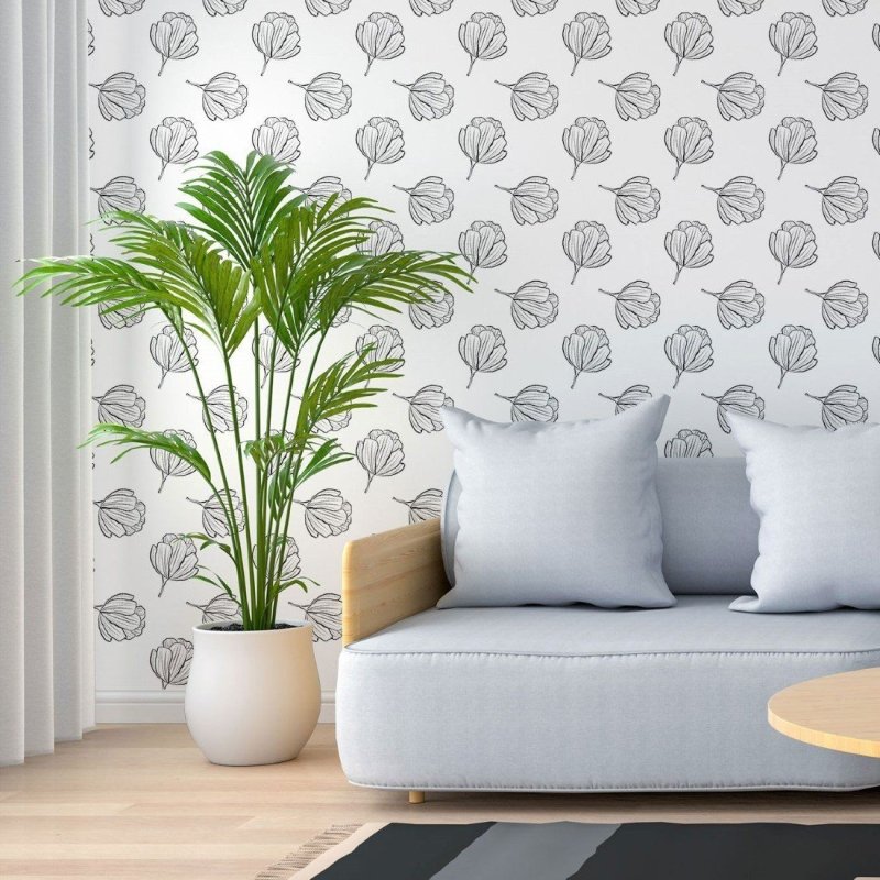 Papel de Parede Adesivo Floral P&B N013119 - Papel na Parede