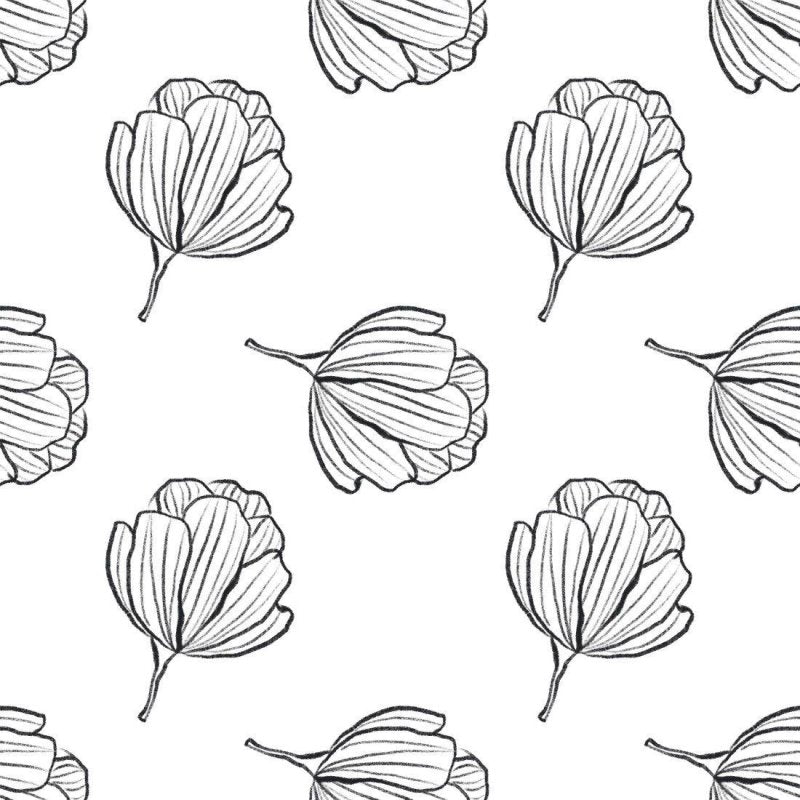 Papel de Parede Adesivo Floral P&B N013119 - Papel na Parede