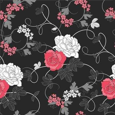 Papel de Parede Adesivo Floral Preto 679 - Papel na Parede
