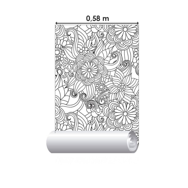 Papel de Parede Adesivo Floral Preto e Branco N010118 - Papel na Parede