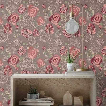 Papel de Parede Adesivo Floral Rosa 210124 - Papel na Parede