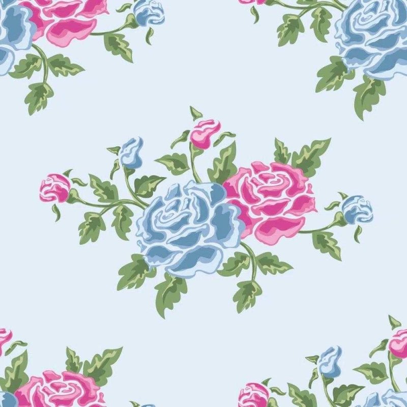 Papel de Parede Adesivo Floral Rosa e Azul 751249094 - Papel na Parede