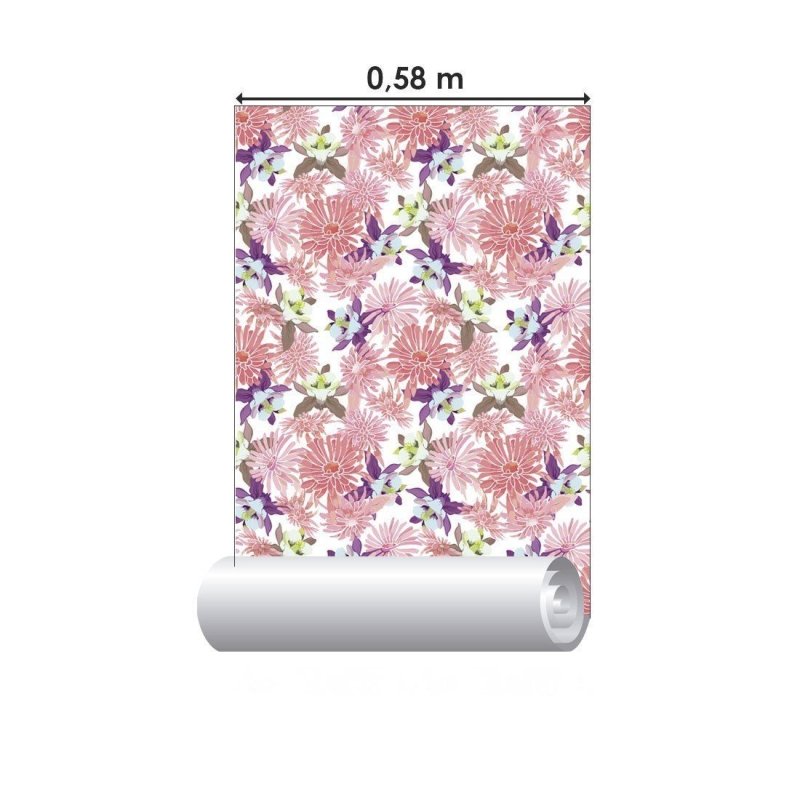 Papel de Parede Adesivo Floral Rosado N014019 - Papel na Parede