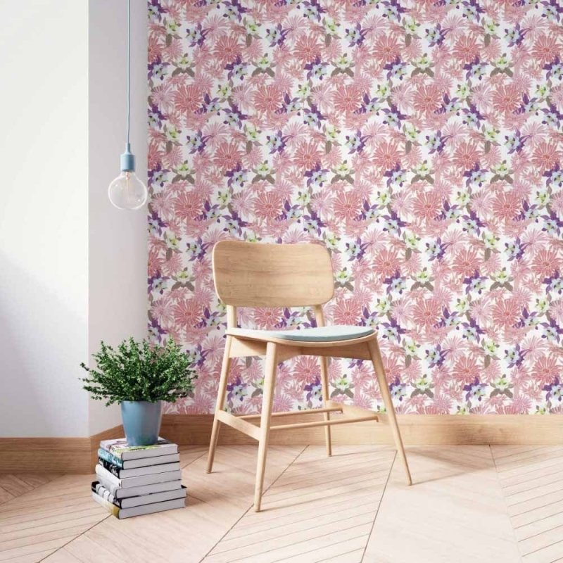 Papel de Parede Adesivo Floral Rosado N014019 - Papel na Parede