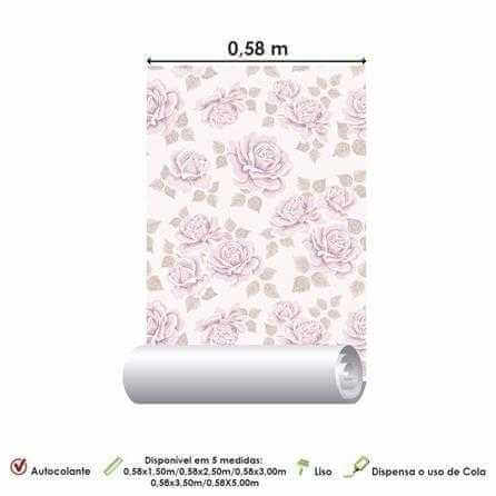 Papel de Parede Adesivo Floral Rosas 115223887 - Papel na Parede