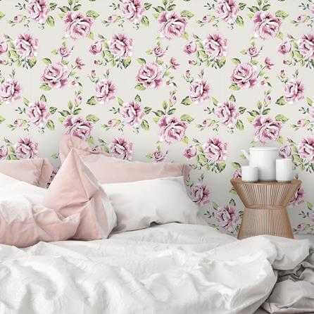 Papel de Parede Adesivo Floral Rosas 121530592 - Papel na Parede