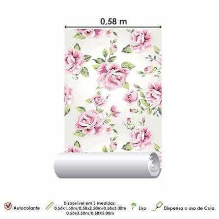 Papel de Parede Adesivo Floral Rosas 121530592 - Papel na Parede