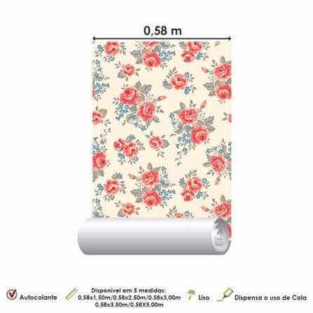 Papel de Parede Adesivo Floral Rosas 159536975 - Papel na Parede