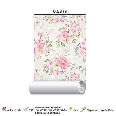 Papel de Parede Adesivo Floral Rosas 160533275 - Papel na Parede