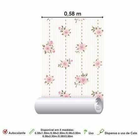 Papel de Parede Adesivo Floral Rosas 292153838 - Papel na Parede