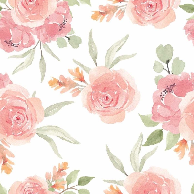 Papel de Parede Adesivo Floral Rosas Aquarela N05078 - Papel na Parede