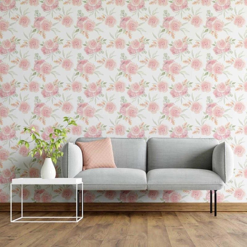 Papel de Parede Adesivo Floral Rosas Aquarela N05078 - Papel na Parede