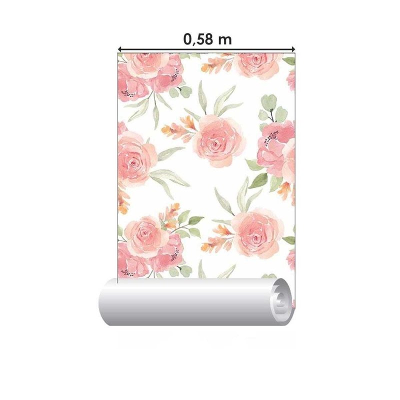 Papel de Parede Adesivo Floral Rosas Aquarela N05078 - Papel na Parede