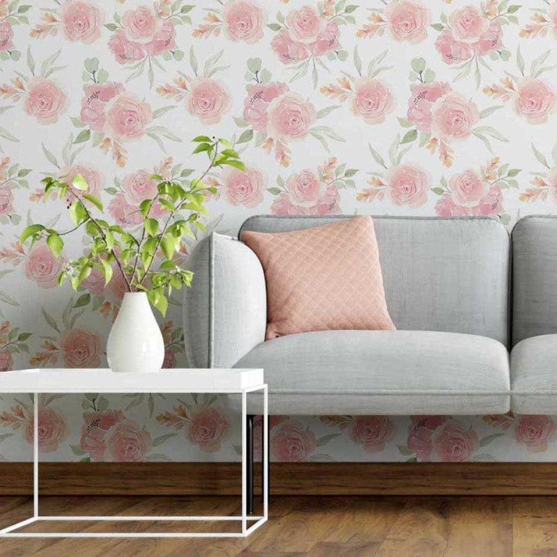 Papel de Parede Adesivo Floral Rosas Aquarela N05078 - Papel na Parede