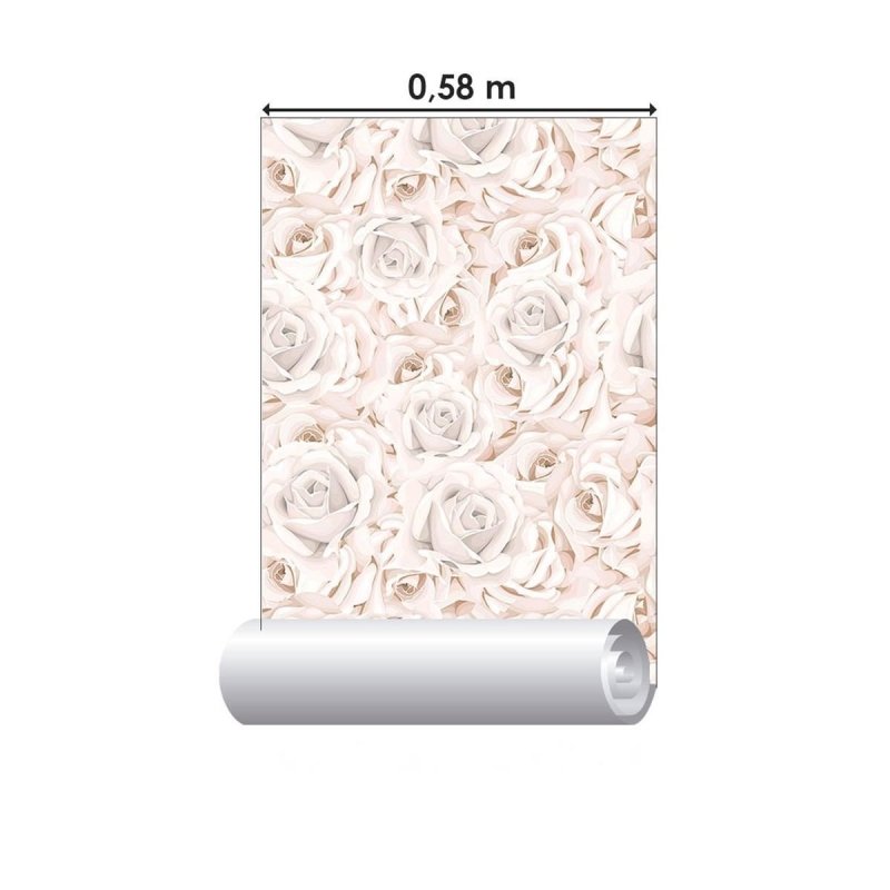 Papel de Parede Adesivo Floral Rosas Brancas N010111 - Papel na Parede