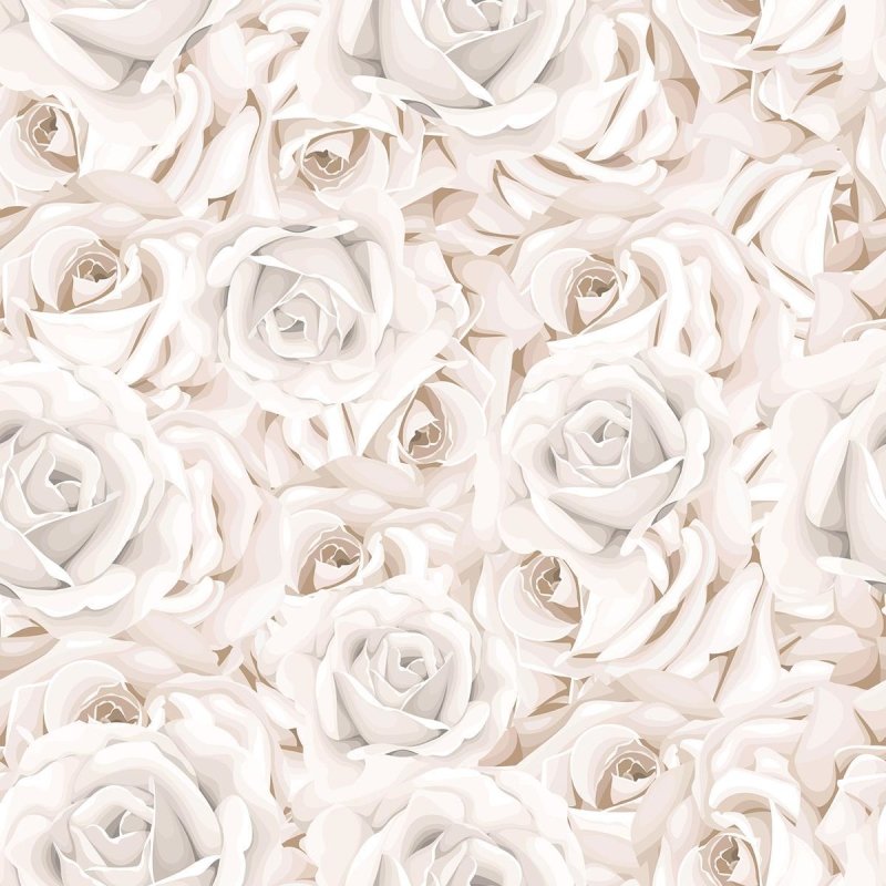 Papel de Parede Adesivo Floral Rosas Brancas N010111 - Papel na Parede