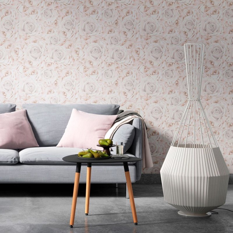 Papel de Parede Adesivo Floral Rosas Brancas N010111 - Papel na Parede