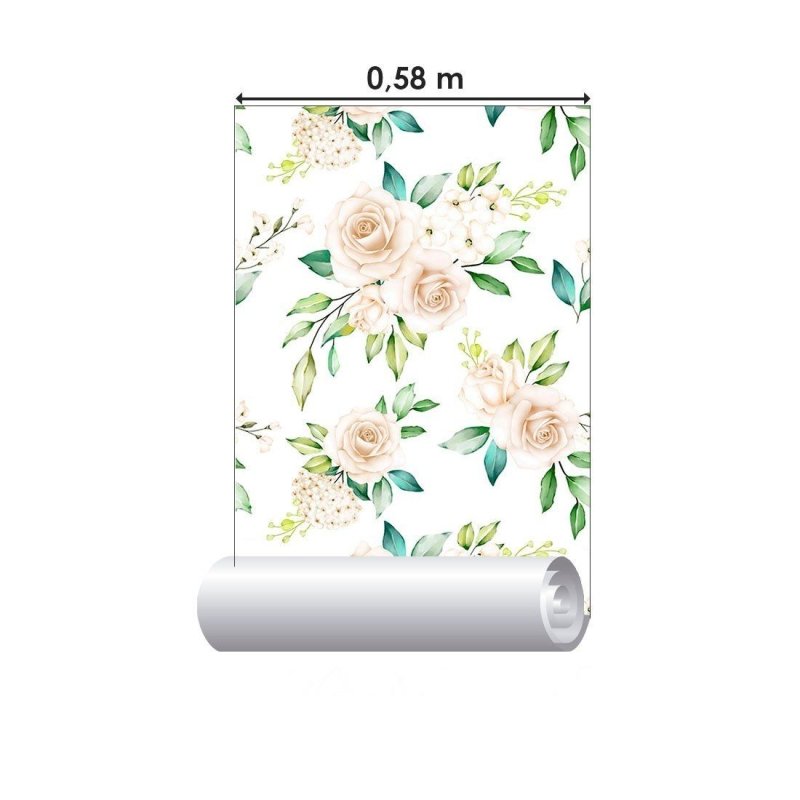 Papel de Parede Adesivo Floral Rosas Brancas N012045 - Papel na Parede