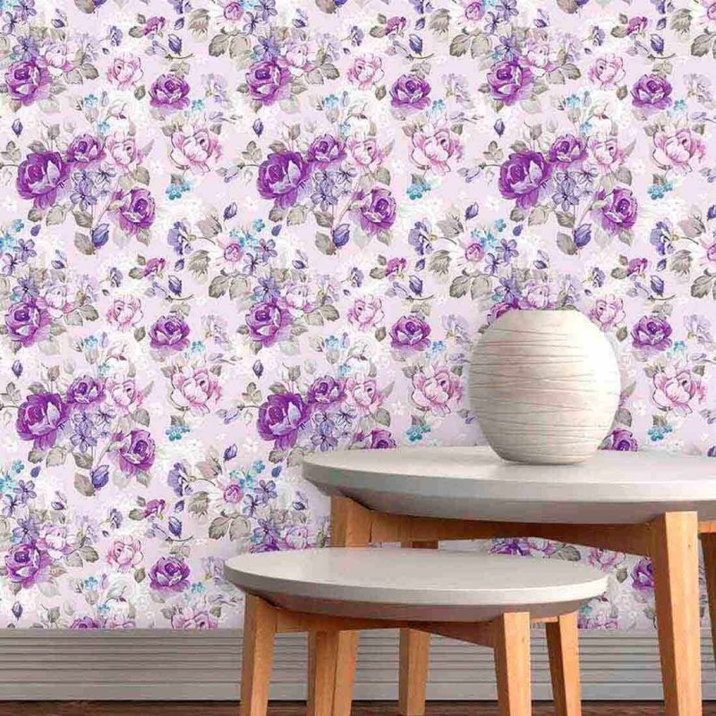 Papel de Parede Adesivo Floral Roxo 109278941 - Papel na Parede