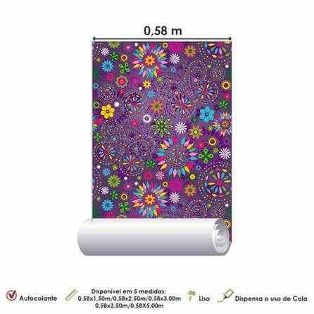 Papel de Parede Adesivo Floral Roxo 136971668 - Papel na Parede