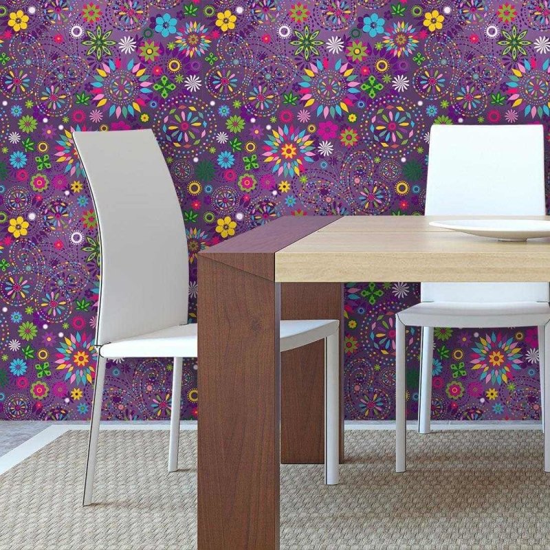 Papel de Parede Adesivo Floral Roxo 136971668 - Papel na Parede