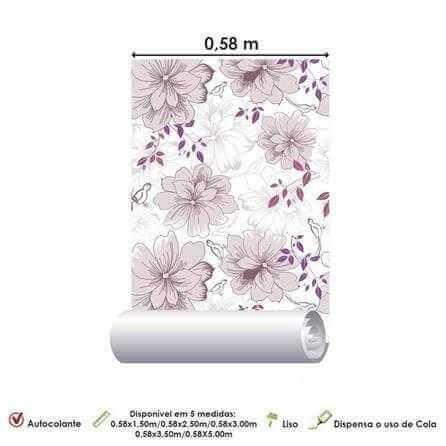 Papel de Parede Adesivo Floral Roxo 26 - Papel na Parede