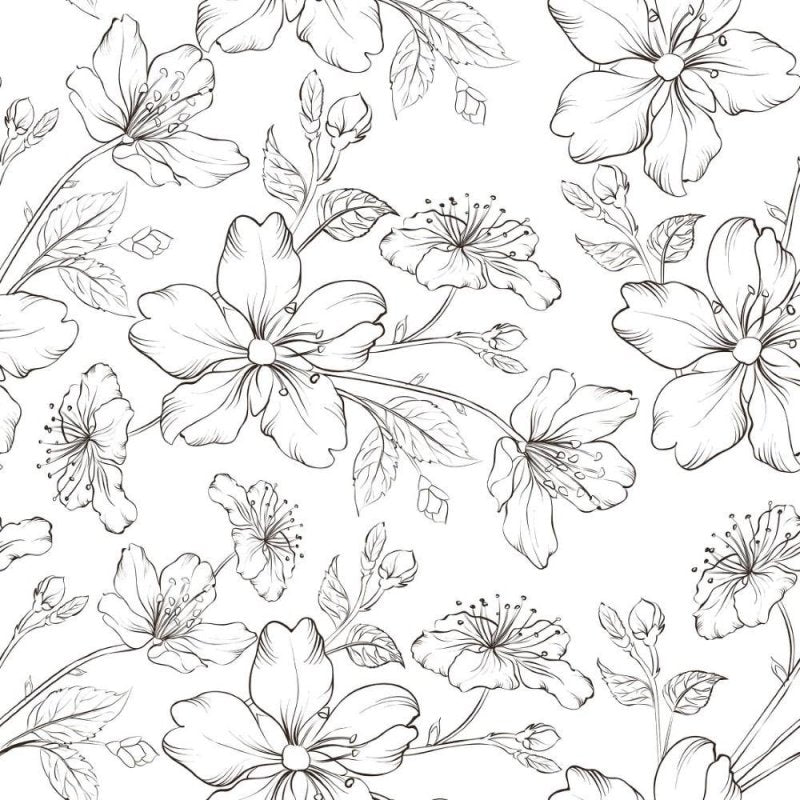 Papel de Parede Adesivo Floral Sakura N013047 - Papel na Parede