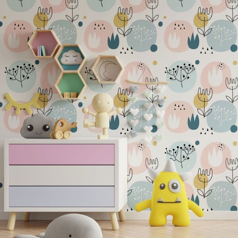 Papel de Parede Adesivo Floral Scandinavian N013278 - Papel na Parede