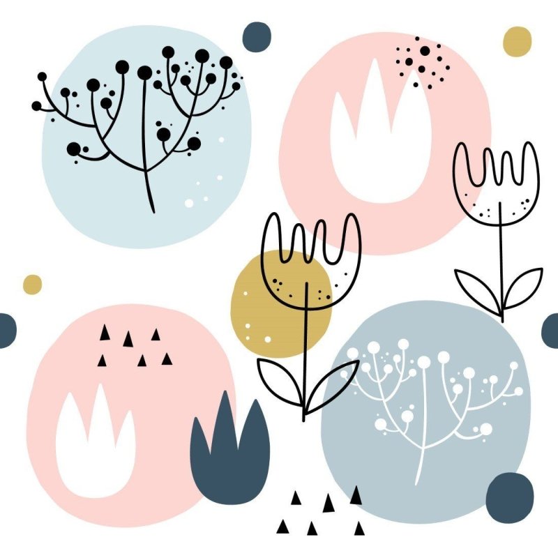 Papel de Parede Adesivo Floral Scandinavian N013278 - Papel na Parede