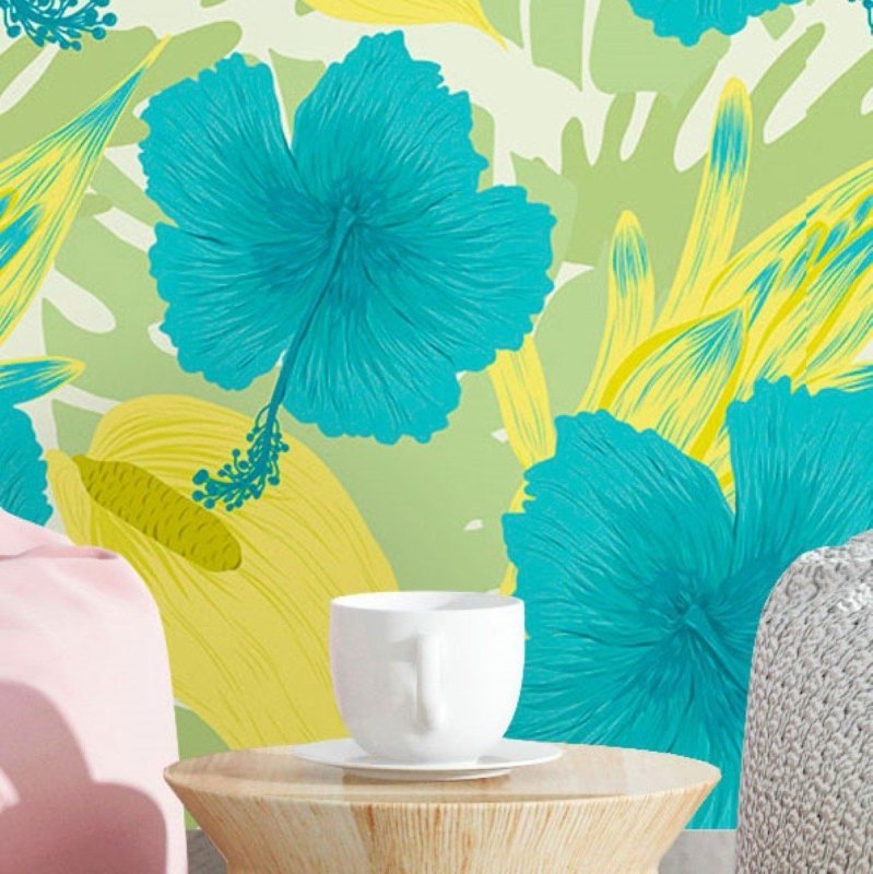 Papel de Parede Adesivo Floral Tropical N016041 - Papel na Parede