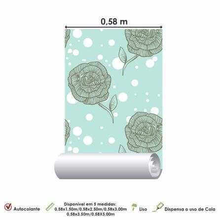 Papel de Parede Adesivo Floral Verde 1252 - Papel na Parede