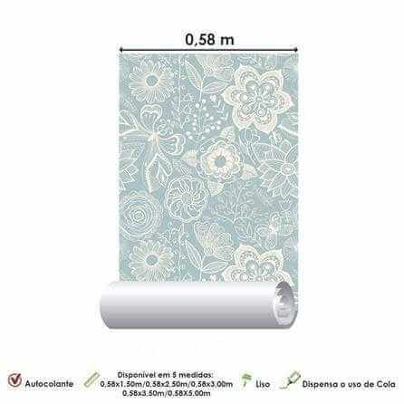 Papel de Parede Adesivo Floral Verde 350 - Papel na Parede