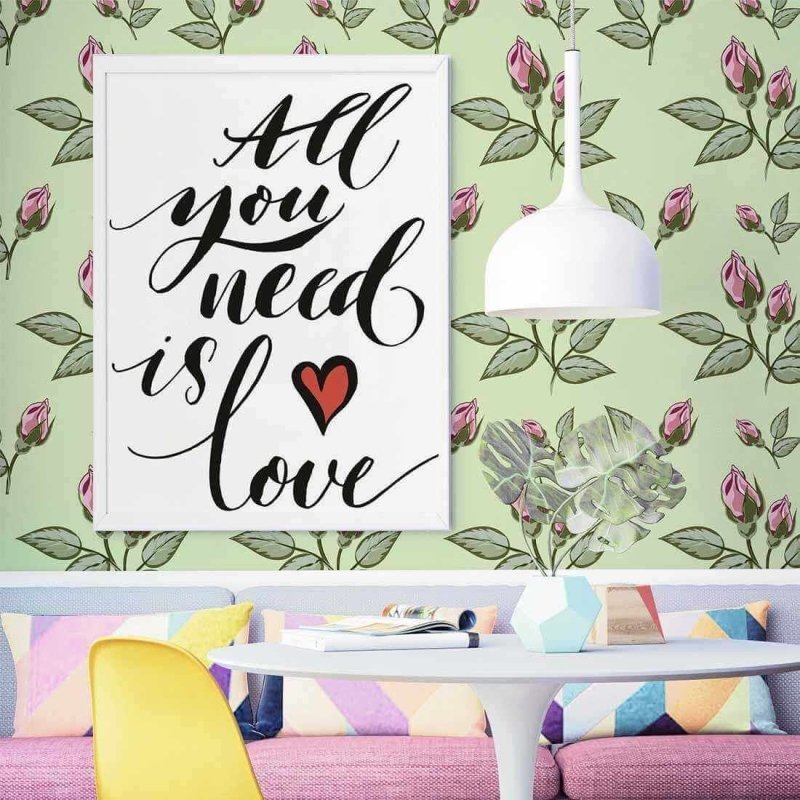 Papel de Parede Adesivo Floral Verde 74786309 - Papel na Parede