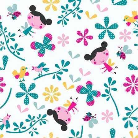 Papel de Parede Adesivo Floral Verde e Rosa 1434 - Papel na Parede