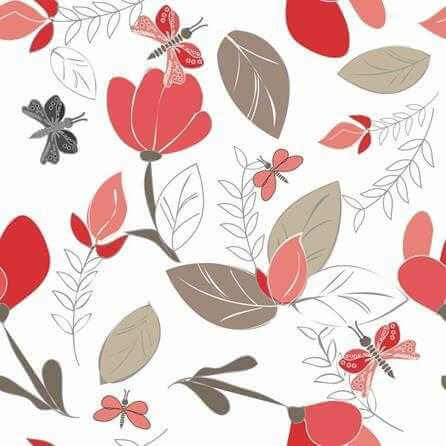 Papel de Parede Adesivo Floral Vermelho 1146 - Papel na Parede