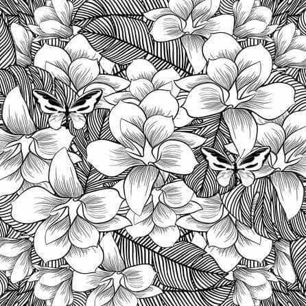 Papel de Parede Adesivo Flores Borboletas N102 - Papel na Parede