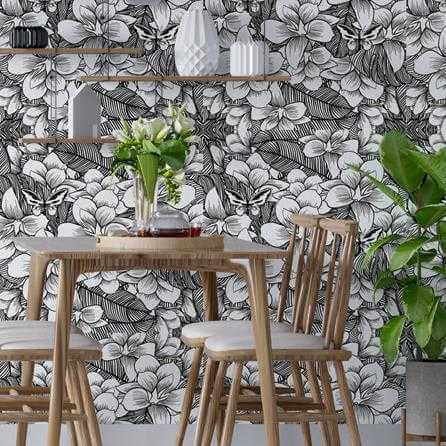 Papel de Parede Adesivo Flores Borboletas N102 - Papel na Parede