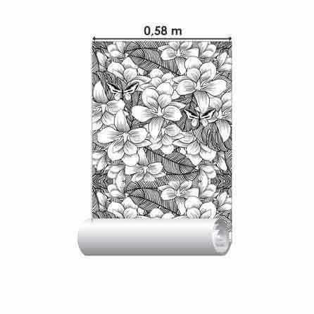Papel de Parede Adesivo Flores Borboletas N102 - Papel na Parede