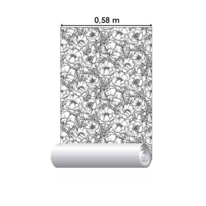 Papel de Parede Adesivo Flores de Primavera Colorir N05067 - Papel na Parede