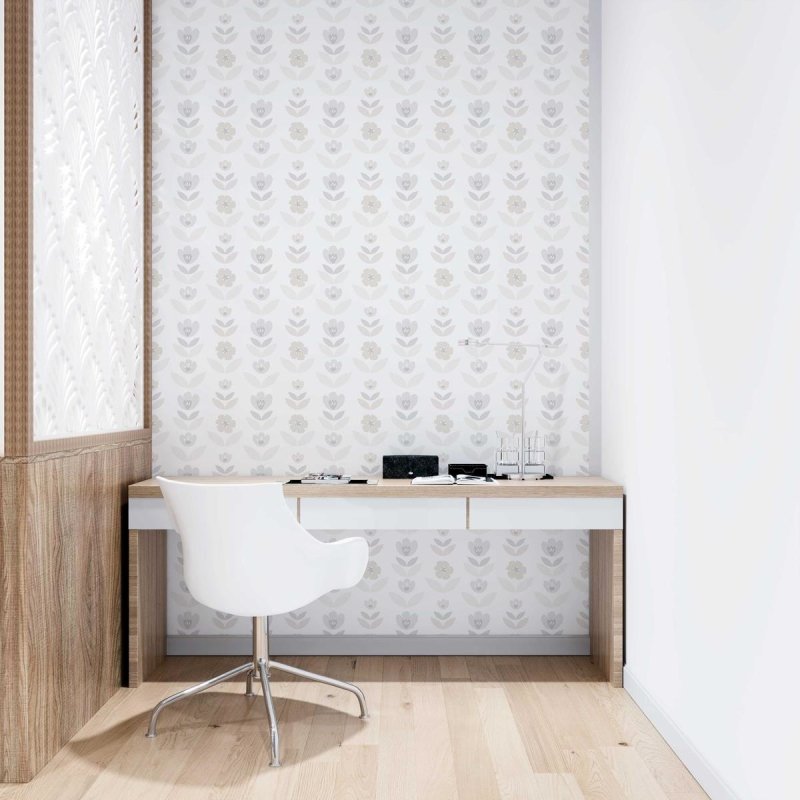 Papel de Parede Adesivo Flores e Folhas Minimalista N09057 - Papel na Parede