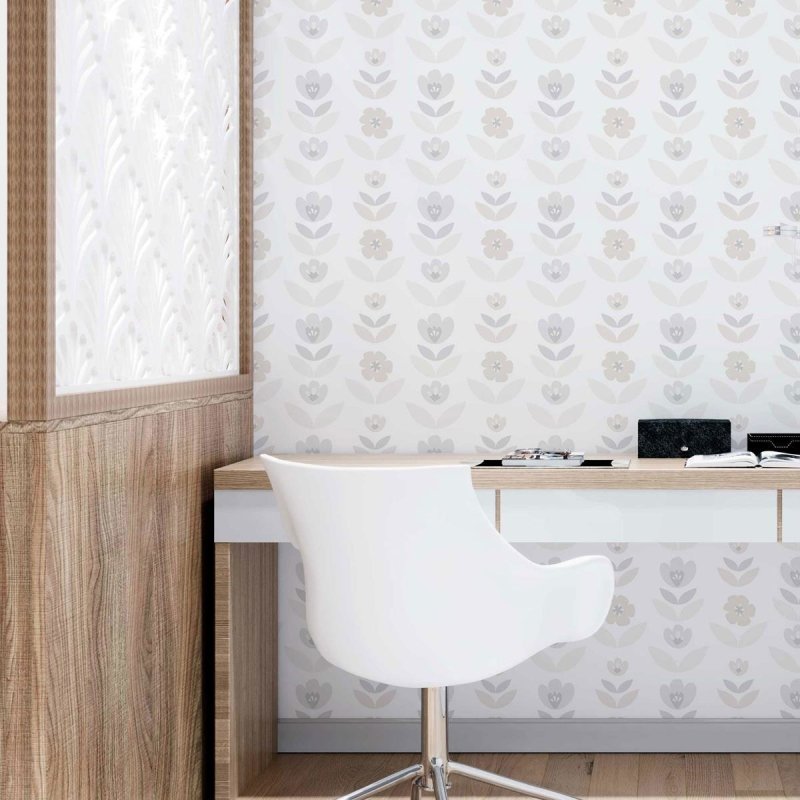 Papel de Parede Adesivo Flores e Folhas Minimalista N09057 - Papel na Parede