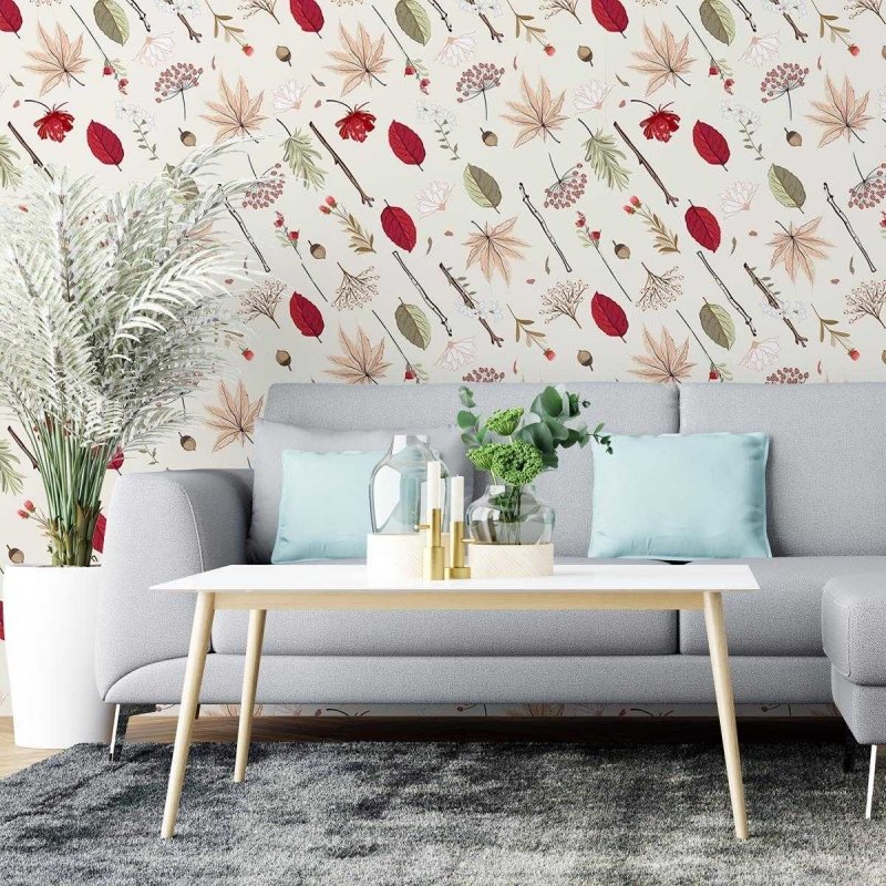 Papel de Parede Adesivo Flores e Folhas N04231 - Papel na Parede