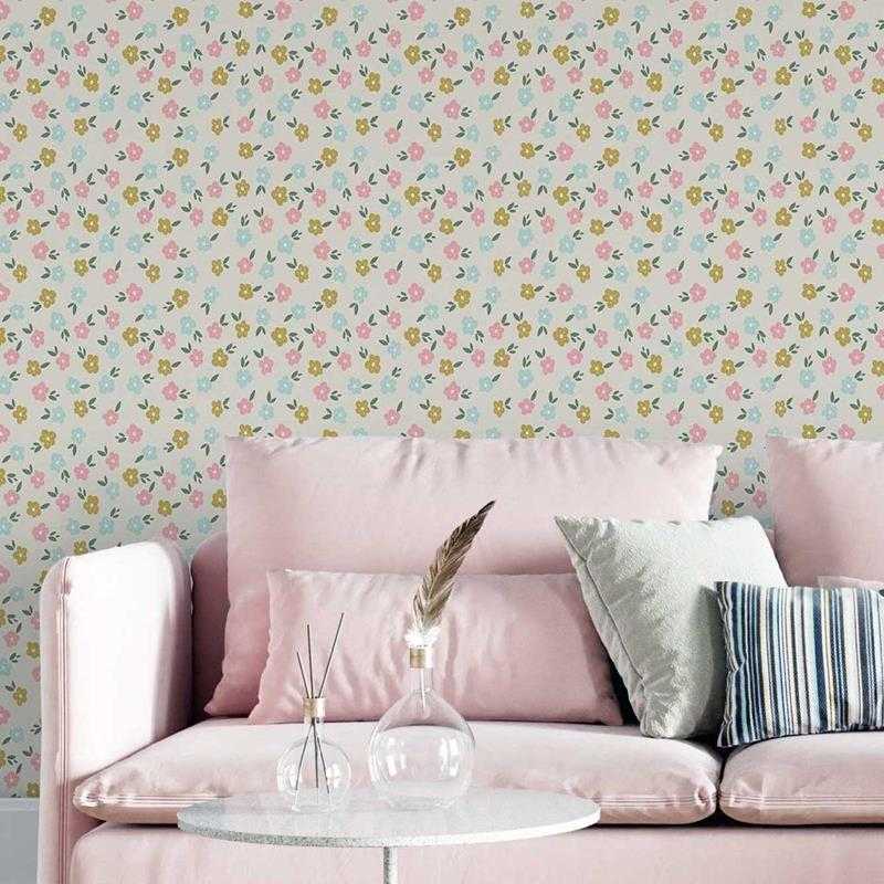 Papel de Parede Adesivo Flores Fofas Minimalistas N05084 - Papel na Parede
