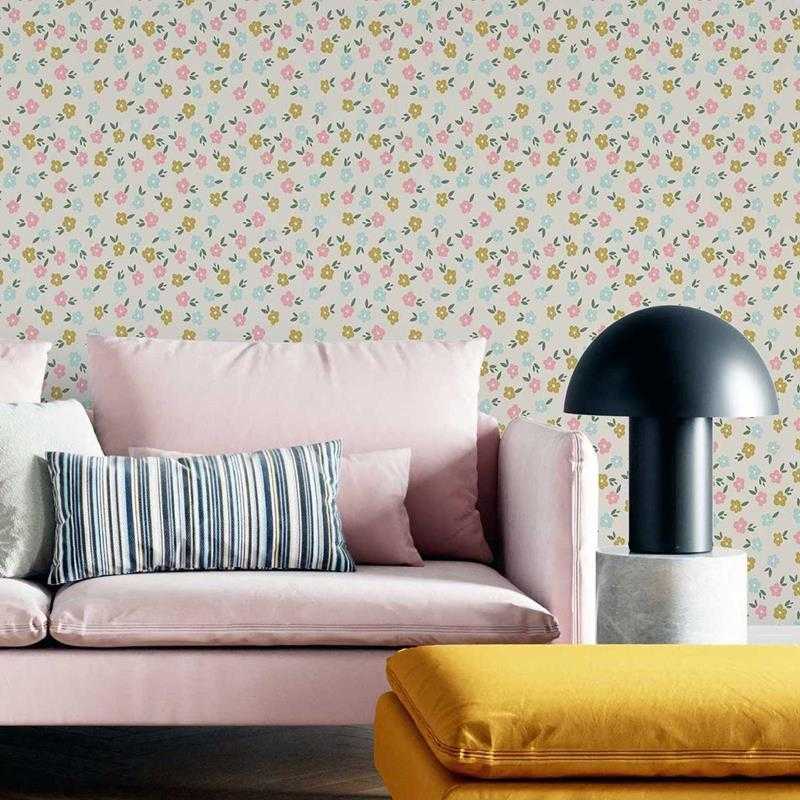 Papel de Parede Adesivo Flores Fofas Minimalistas N05084 - Papel na Parede