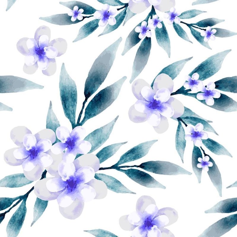 Papel de Parede Adesivo Flores Lilás em Fundo Branco N08002 - Papel na Parede