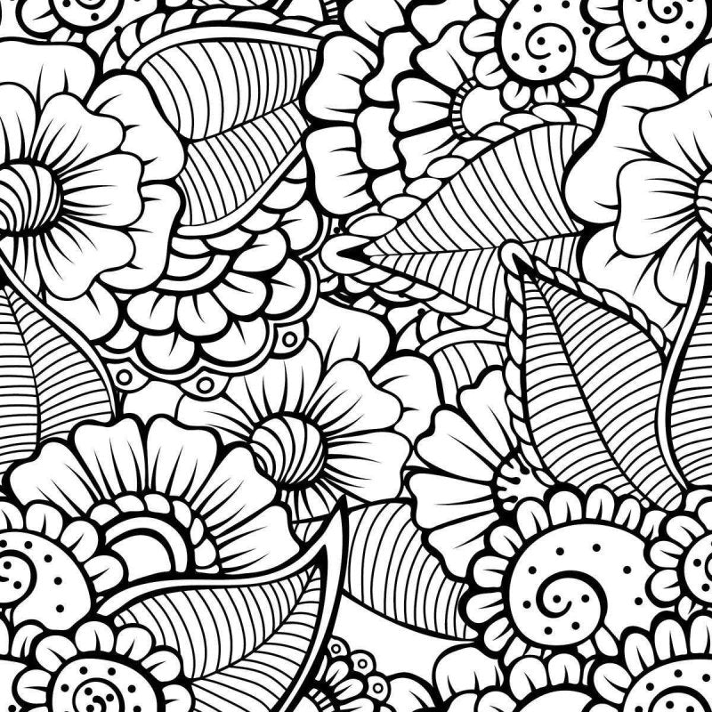 Papel de Parede Adesivo Flores para Colorir N04206 - Papel na Parede