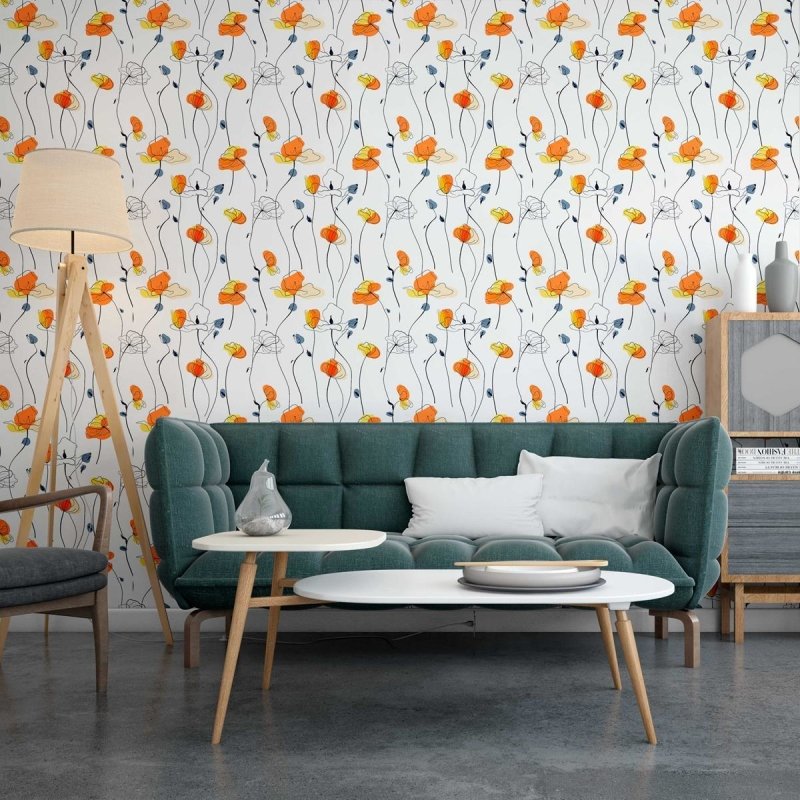 Papel de Parede Adesivo Flores Sobre o Branco N09071 - Papel na Parede
