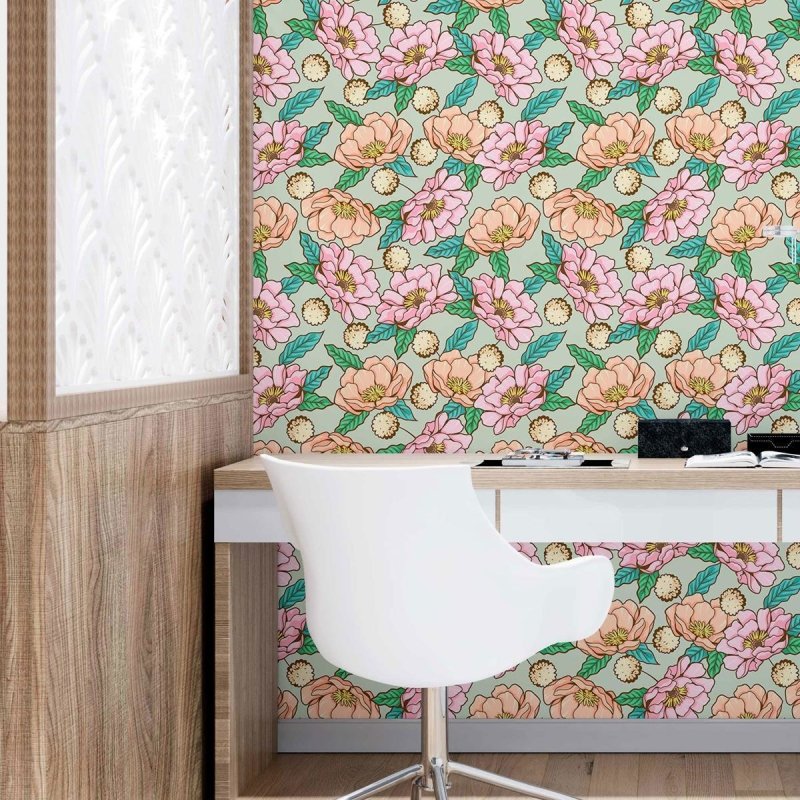 Papel de Parede Adesivo Flores Tropicais N09066 - Papel na Parede