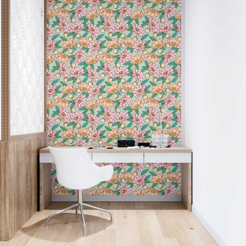 Papel de Parede Adesivo Flores Tropicais N09066 - Papel na Parede