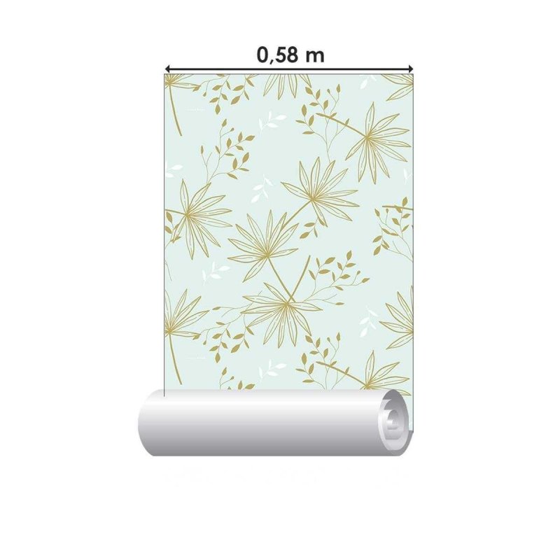 Papel de Parede Adesivo Folhagem Tropical Azul e Verde N04227 - Papel na Parede